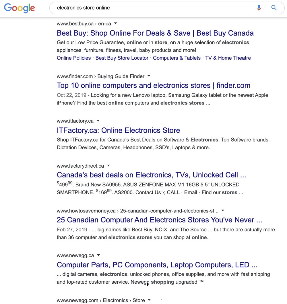 SERPs for Electronics